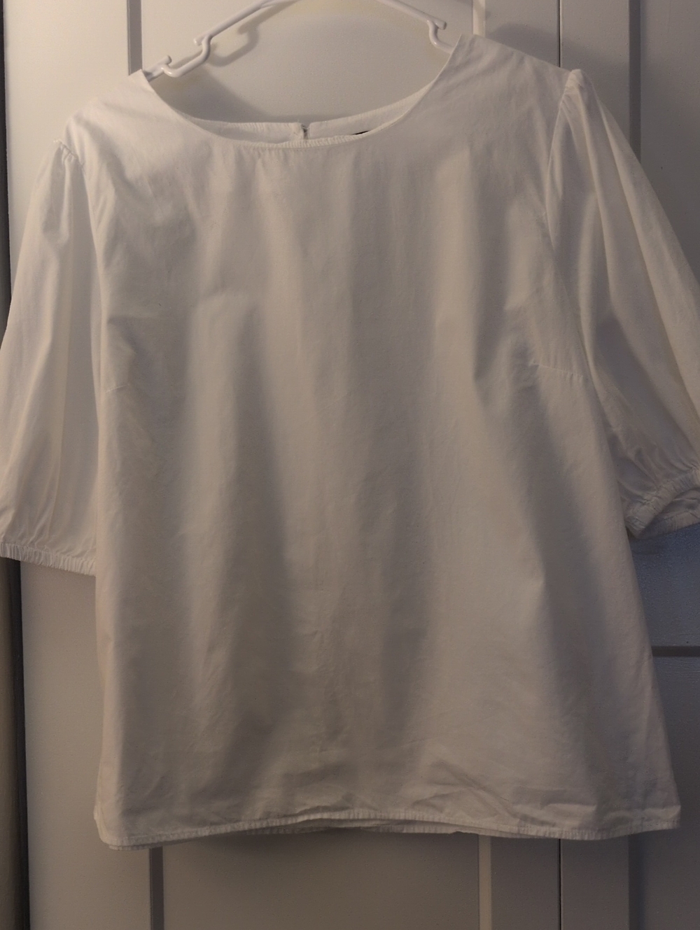 Ann Taylor White Short-Sleeve Crewneck Blouse 100% Cotton